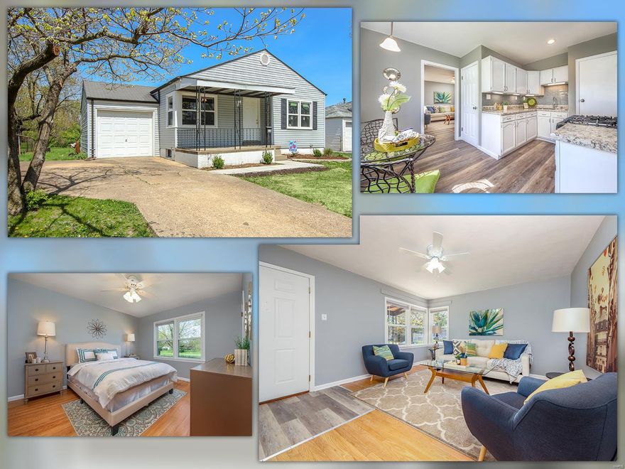 OPEN HOUSE SATURDAY 5/12 from 12-2pm! GREAT PRICE on this adorable two bedroom ranch with a large lot, remodeled kitchen and bath, fresh paint and a mix of original hardwood and new contemporary laminate wood flooring that is 100% waterproof. New windows throughout, 6 panel doors, stainless steel gas stove included with white cabinets, granite style tips and glass backsplash with cabinet under lighting. Bathroom has contemporary vanity and fixtures, and tile tub surround. Recessed lighting, ceiling fans and living room is pre-wired for surround sound. Full walk out basement, patio and also a bonus room/additional entry on side of house leading to kitchen. Large lot backing to trees and common ground. You won't want to miss this one, schedule your showing today! Seller will be installing refrigerator at no cost to buyer, prior to closing.