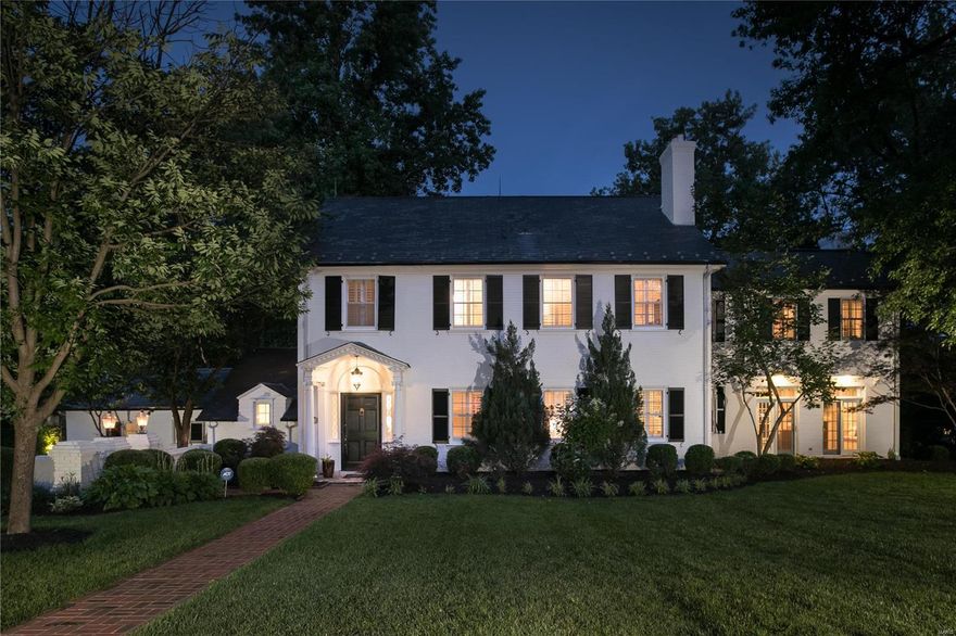 Rare offering on one of Ladue's most distinguished lanes, smartly priced for fast sale. Current owners touched every aspect of the house since purchase, to create a fresh, modern look. New paint, both inside and out, carpet and wallpaper removal, refinished floors, updated lighting, added gas fireplaces, enhanced landscape, and built an all-new main level laundry. A true turn key experience. Main level includes formal living room, oversize dining room, comfortable family room with 4 sets of french doors, and a well equipped kitchen, pantry, breakfast room and 2 powder rooms. Second level features 4 bedrooms with a separate and spacious  master wing, with dressing room, sitting room, and large bath. Nearly 4,000 square feet of living, just under an acre. Expansive and  level yard with brick patio,and ample room to add a pool. An exceptional neighborhood, only steps from Clayton amenities, with quick highway access. Extensive waterproofing recently completed. 2nd laundry in lower level.