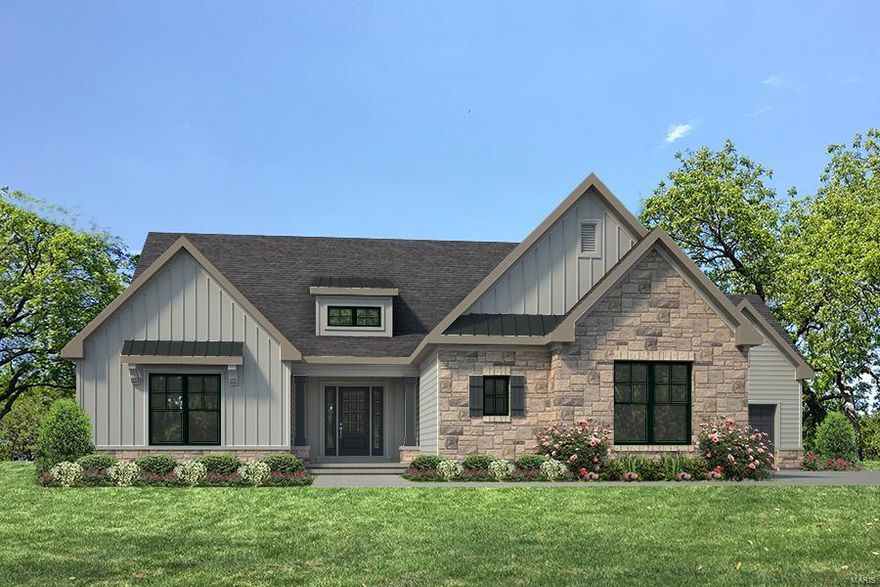 Prepare to be WOWED! Exquisite, free standing villa by Fischer and Frichtel in Fienup Farms, an amenity-rich master planned community in Chesterfield.  This stunning home sits on a large tree lined, private, cul de sac homesite. This 2 BD, 2.5 BA, 2,521 s/f ranch has a side entry 3 car garage & a 17x12 screened composite deck. Features inc 9’ clngs w/12’ in the Grt Rm, dynamic Grt Rm window wall, gas FP, eng hardwood in the main living areas, ceramic tile in the bathrooms, gourmet Kit, upgraded cabinetry, st steel KitchenAid appl, chimney hood, large island, granite c-tops, W/I pantry, open flr plan, frml DR, tray ceiling in Mstr Bdr, Lux Mstr Bath, family foyer off of the garages, 8’ solid core doors, walkout bsmt, tall bsmt pour, James Hardie fiber cement siding, insulated garage doors, elegant brick façade & more. Ext ground maint services provided w/a monthly HOA fee (per C&Rs). Located near shopping, restaurants, services & recreation. Extraordinary enclave of only 17 homes! Location: Detached