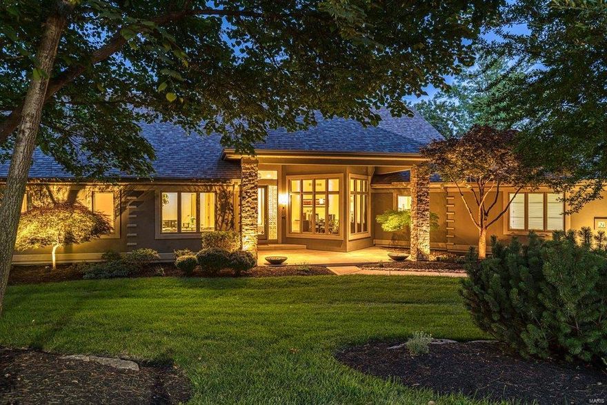 Soaring ceilings, expansive windows, contemporary lighting & integrated systems are featured throughout this stunning Schaeffer-built ranch home. Vaulted foyer opens to private study, sophisticated dining room & striking great room with floor-to-ceiling maple-faced fireplace, granite bar, skylights & dramatic 2-sty atrium. Designer kitchen featuring Euro-style cabinetry, professional quality appliances & convenient planning center adjoins light-filled breakfast room with French doors that open to Japanese garden. Sumptuous master bedroom suite with gas fireplace, customized walk-in closet & beautifully appointed bath with jetted tub plus 2 additional bedrooms with Jack n’ Jill bath complete the main floor living quarters. Lower Level includes theater area with fireplace, studio, family room, 4th bedroom, full bath & 2nd kitchen. Situated on a wooded .94-acre cul-de-sac lot with patio with pergola, outdoor kitchen, firepit and resort style pool with spa surrounded by landscaped gardens. Additional Rooms: Mud Room