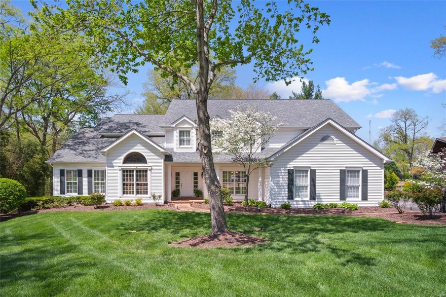 Exceptional 1.5 Story Kirkwood home situated perfectly on nearly 1 acre of professionally landscaped grounds. Expansive floor plan w/ high ceilings, gleaming hardwds & spacious rms ideal for entertaining. 2 story entry opens to formal DR & Den/Office.  Main flr Primary BR w/lux bth & double sinks, sep. tub/shower + walk-in closet. Lrge Kitchen w/ center island, custom cabinetry & light-filled breakfast rm w/ walk-out to brick patio. Incredible Great Rm w/ vaulted ceiling, wet bar & brick FP + new windows. Spacious Sunrm w/vaulted ceiling opens to patio. 2nd flr offers 4 bdrms - 1 ensuite & hall bath. Large BR's w/ walk-in closets. Tremendous storage. Walk-out finished LL is perfect for entertaining w/ add. family rm, recreation rm, full bath & door to the covered patio (potential 6th bdrm). 2 Main flr half-bths + Main flr laundry rm off the 3-car garage. Quiet & Peaceful cul-de-sac in a wonderful neighborhood. New Roof and some new systems. New slider in kit. Make this one your own! Additional Rooms: Sun Room