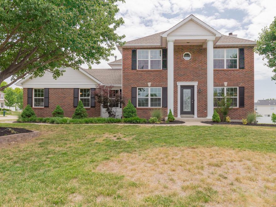 So many wonderful renovations you have to step inside! Gorgeous 2-Story w/Finished Lower Level (Approx 2600 sqft living space) with 4+Bdrms & 3.5 Updated Baths. Elegant Brick Front with Columns, New Front door with leaded glass, Vinyl Wood Plank Flooring, Awesome Kitchen w/42" White Shaker Cabinets, Granite Counters with extended island for seating, Subway tile, Stainless Steel Appliances, Open to Family Rm with Stacked Stone Fireplace, French Door to Patio and Fenced Yard, Main Floor Laundry, Retreat upstairs to Master Suite with Coffered Ceiling, Walk-in Closet, Dbl Vanity, Sep Tub & Shower, three additional Bedrooms & updated bath complete upper level...Need add'l space, retreat to Finished Lower Level w/Large Rec Room, Office/Guest Rm and Full Bath.  Oversize Garage, New Windows, New HVAC system, Upgraded Lighting, Wonderfully Landscaped, Fenced Yard...Located close to shopping, restaurants, schools & parks. Highly Rated Ft Zumwalt Schools. Be ready to call this one YOUR NEW HOME!
