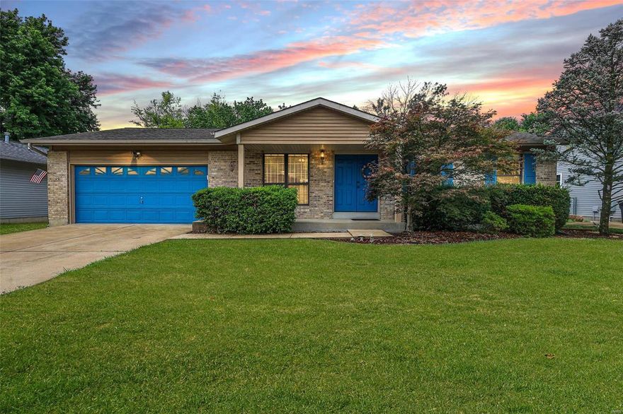 Welcome to 2430 Golden Gate Drive! This 3 bed/ 3 bath Imperial home is ready for new owners! The welcoming open floor plan and vaulted ceilings make this space feel like home. You’ll love enjoying morning coffee with  natural light streaming through the bay window in the cozy breakfast nook. The quaint kitchen is complete with custom cabinetry, a breakfast bar, and access to the attached 2 car garage. Down the hall, 2 bedrooms share a hall full bath and a primary bedroom has its own ensuite with a walk-in shower. Downstairs, find a large finished basement perfect for an additional recreational space, featuring plush carpeting, an unfinished laundry area, and a full bath with a shower. Conveniently located on a quiet street very close to Seckman High, you won't want to miss out on this great property.