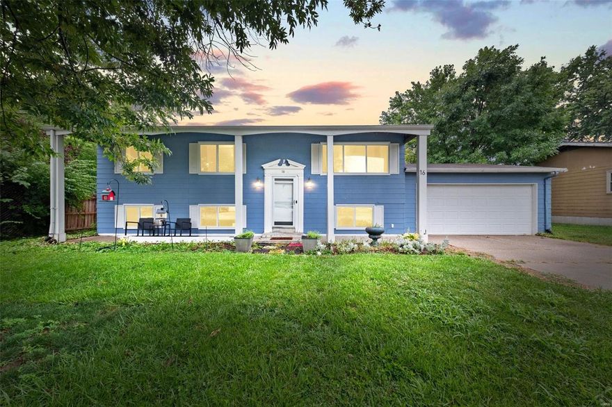 Oodles of potential await with almost 1,640 sf of finished space in this 4 bedroom, 2 bath home with attached 2-car garage.  Kitchen comes equipped with smooth-top glass range, built-in microwave, solid surface concrete countertops & newer stainless steel dishwasher (2021) plus stainless steel fridge included. Ceiling fans & hardwood flooring throughout most of upper level plus an attic fan in hallway. Sliding glass door off kitchen leads to convenient wooden deck overlooking mature trees & spacious, level yard surrounded by a wooden privacy fence. The finished lower level boasts newer luxury vinyl plank flooring (2022) in most areas plus a family room, flex room, full bath, newer water heater (2022), newer A/C & furnace (both 2019) with humidifier, washer & dryer (both 2019) plus backdoor walk-up access to the yard. Located in unincorporated St. Peters, Ft. Zumwalt East district with high-speed fiber being installed on the street. Home to be sold as-is. Schedule your showing today!