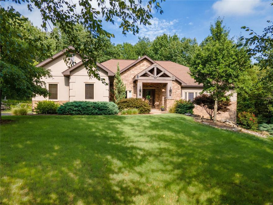 This ranch-style retreat is where luxury & nature come together to create an idyllic haven you'll be proud to call home. Nestled away on 3 acres of serene land while being just minutes away from all the amenities that Chesterfield Valley has to offer. As you step inside, you'll find a dining rm boasting a custom ceiling. The spacious great rm features built-in bookcases & a stunning see-thru stone fireplace. Prepare to be impressed by the expansive kitchen, complete with an oversized center island, double ovens, top-of-the-line appliances & an adjoining breakfast rm. The master suite offers double w/i closets & a luxury full bath w/ double vanities, w/i shower & a soaking tub. An addtl bedrm, full bath & laundry rm, provide all the necessary amenities on one floor. The w/o LL offers a rec rm, family rm w/ a walk-up wet bar, an office, 2 bedrms & 1.5 baths. Enjoy the views from the comfort of your deck & screened-in porch. Don't miss the opportunity to make this dream property yours!