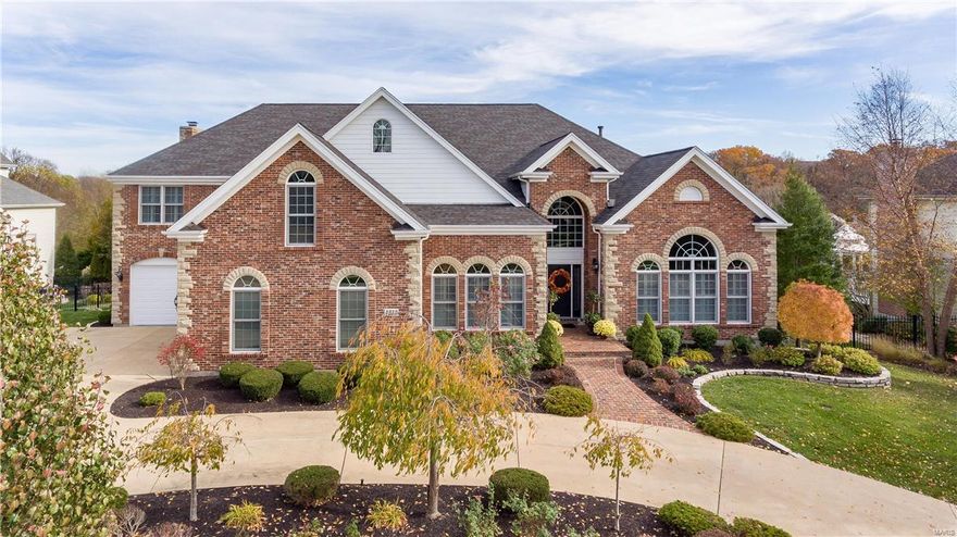 Spectacular floor plan in Chesterfield includes luxury master bath with heated Travertine flooring, Timbertech low maintenance decking,maple wood flooring on the main level, main floor master suite complete with sitting room, 3 gas fireplaces, hearth room, kitchen and breakfast room overlook rear fenced yard complete with in ground saltwater pool, 2nd floor complete with 2 separate en suites, another 2 bedrooms connected by a Jack & Jill bath, loft sitting area AND spacious bonus room! Walkout lower Level includes wet bar, bedroom, full bath & spacious family/rec area!  Custom mill work throughout this turn key home with versatile commutes, conveniences nearby, and feeds into Marquette High School within acclaimed Rockwood School District!