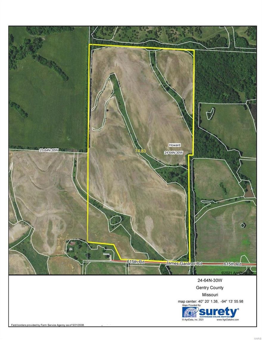 75 acres Gentry - farm is being split off of 315 Acres. Approximately 65 Acres tillable. Cash rent for 2021 is $140 per tillable acre. Has a $3000 hunting lease on full farm. Farm is located north of Albany, Mo. Subject to final survey. $3500 an Acre.