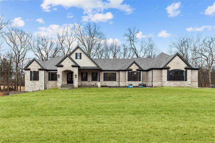 New Construction, Defiance, Francis Howell Schools! Planned and Custom Luxury New Homes! NEW Development opportunity in a breathtaking Tree-Lined neighborhood; 3-Acre Lots or More! This ELAINE-RANCH Boasts 3,099 sf of hand crafted finishes and luxury amenities that will satisfy your taste in traditional and current design trends. 3-Bed, 3.5 Bath, 3-Car Side Entry.  Finished Lower Level with Bedroom, Full Bath with Shower, Sports Media Room, Stone/Gas Fireplace, LVP Flooring, Wetbar.  Custom Brick and Stone front elevation; full mason Great Room and Dining/Hearth Gas Fireplace; Quartz counter tops throughout... Lets personalize your home together on one of our remaining Lots in AUDEN PRAIRIE, a 16 Home picturesque, private country setting, between Defiance, New Melle and Lake St. Louis, and only 15 minutes from Chesterfield Valley. Close to August Busch Memorial Conservation Area, Weldon Spring Conservation Area, Broemmelsiek County Park, the Katy Trail and Missouri Wine Country.