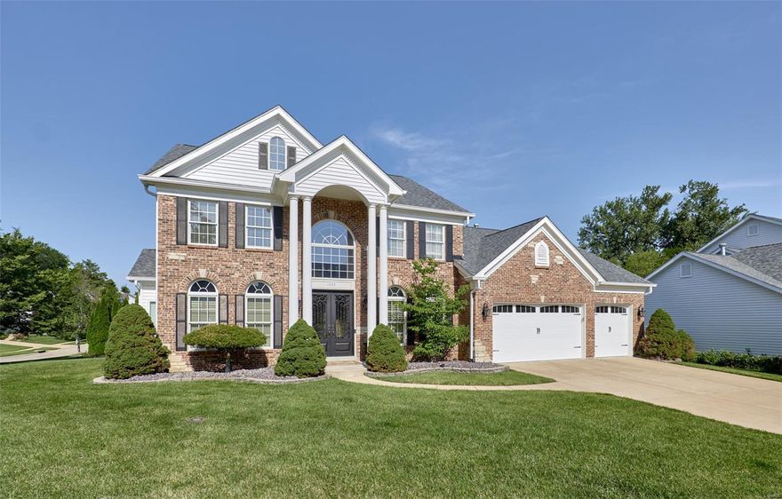 “NO SIGN IN YARD” GORGEOUS CUSTOM-BUILT HOME LOADED WITH UPGRADES! CHESTERFIELD LOCATION CONVENIENT TO EVERYTHING, SHOPPING, SCHOOLS, HWYS, PARKS, GOLF ECT. This home greets you with custom 8ft iron doors w/ leaded glass, soaring two story entry, private front office and 1st floor master. Home has 10ft ceiling and 8ft doors and millwork throughout home w/bullnose corners. The beautiful kitchen includes a professional Viking stove w/ warming drawer 2021, Boch double ovens 2021,Bosh refrigerator and high-profile dishwasher 2022. Upstairs has three oversized bedrooms w/private baths, large rec. room w/ built in cabinets. The lower level consists of stone bar, full size dishwasher, full size refrig, upgraded bath, bedroom, & office w/closed doors. Enjoy movies with built in surround sound, and private game room. Two high efficiency HVAC 2020, new roof w/ oversized gutters 2020, 75-gal hot water tank 2020, new garage doors & openers 2020. Whole house generator, hot tub 2024, fence 2023.