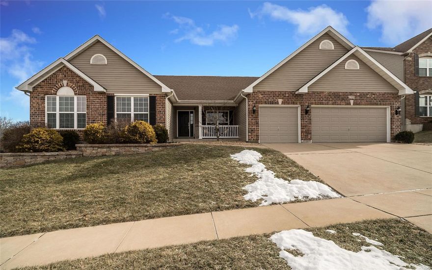 This amazing ranch in the Rockwood School district is now available to call your own.  Once you enter the foyer you will be amazed by the beautiful hardwood flooring, the dramatic vaulted ceilings with arched doorways in the Great Room.  The slate dining room floor may just seal the deal.  Entertaining is a must in this outstanding home. The sprawling kitchen complete with walk in pantry is perfect for entertaining guests with it's long granite counter tops and center island. Or drink your morning coffee in the hearth room and breakfast room surrounded by large windows to let in the warm natural light.  When you see the finished lower level, cozy up to the bar area, notice plenty of room for the pool table, work out area, media room and yes, another bedroom with an egress window.  This home has it all and was built on this builders premium lot plus it comes with an UPGRADED ENERGY EFFICIENCY PACKAGE! Come see this amazing home today. Additional Rooms: Mud Room, Sun Room