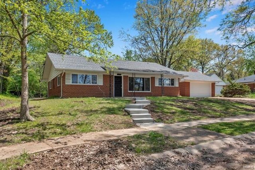 Move in ready! Divided floor plan ranch with 4 bedrooms, 2 full baths, attic storage and a 2-car oversized garage! Recent updates include all the expensive items like the sewer line, architectural roof, thermal windows, six panel doors, kitchen cabinets, counters, smooth top stove, frig, electric panel, lighting and plumbing fixtures. These are just some of the updates you will enjoy as you view Rabe Park from your living room window or covered front porch! Relax on your patio and enjoy the large, newly graded and seeded private rear yard which backs to a large wooded lot! Your private park across the street from the public park! U City inspection has already been completed. Easy access to N. Hanley and Midland. Back on market after having selected the wrong buyer from a multiple offer with escalations bidding skirmish the first day on market.