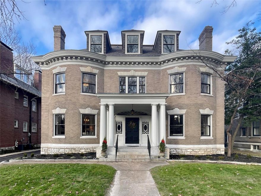 Incredible 1905 St. Louis manse! Gorgeous architecture & updates throughout, stunning grand foyer & staircase, original woodwork, hardwood floors, 10' ceilings, arched doorways, moldings, built-ins, 4 original functional fireplaces, grand entertaining rooms, formal & back staircases, charming powder room, mud room & delightful sunroom overlooking patio & private fenced yard. Chef's dream kitchen with Dacor appliances, 2 dishwashers, waterfall quartz breakfast bar, plus vegetable sink/wet bar. 2nd floor offers amazing primary suite with FP, luxury marble bath with huge shower & soaking tub, plus adjoining dressing room with another FP, 2 add. beds each with full bath, & 2nd floor laundry. 3rd floor has 3 more beds, spacious full bath, & awesome rec room with wet bar. Excellent use of sqft, huge 2 car garage & add. parking, spotless walkout basement, perfect yard! Walk to Forest Park, BJC, CWE, New City School, Chase & more! Additional Rooms: Sun Room