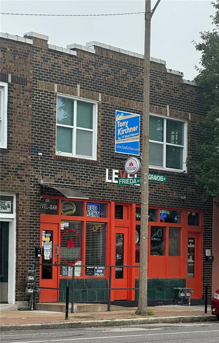 FOR COMP PURPOSES ONLY
Live-work property  in the Bevo Mill neighborhood in St. Louis, MO. This two-story building features a 1,150 square foot storefront on the first floor and a 1,150 square foot, 2 bedroom, 1 bathroom apartment on the second floor.  Great visibility and convenient access from Gravois Avenue. There is a 2-car parking pad behind the building. Location: City