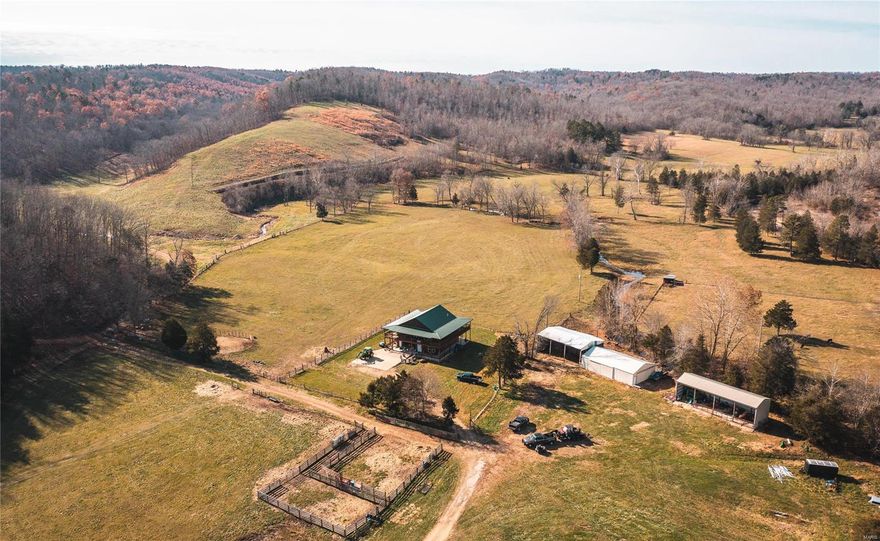 13 BEAUTIFUL NATURAL FLOWING SPRINGS that hold trout on 228+/- acres & Strother Creek running through it, which is loaded w/smallmouth bass & plenty deep swimming holes. There's a massive amount of flowing water on this farm that will be around for centuries. Farm is set up for a great cattle farm. It's fenced & cross fenced & all in great condition. Above the bottoms sits a great stand of timber for great whitetail deer & turkey hunting w/amazing views that adjoins Mark Twain Nat'l Forest. Custom 3200 sq ft. cedar sided cabin.  It's 2 stories w/a loft & plenty of space for the family. Enjoy all of the views from the wrap around porch. If the house isn't enough space for you then there's an add'l 2 bd & 1 ba very nice modular home for in laws or ranch hand. There're also 2 hay barns & 2 pole barns one of which has a living quarters in place. Come take a look at this catch all farm whether you're looking to hunt, fish, farm, or hang your hat up kind of place.