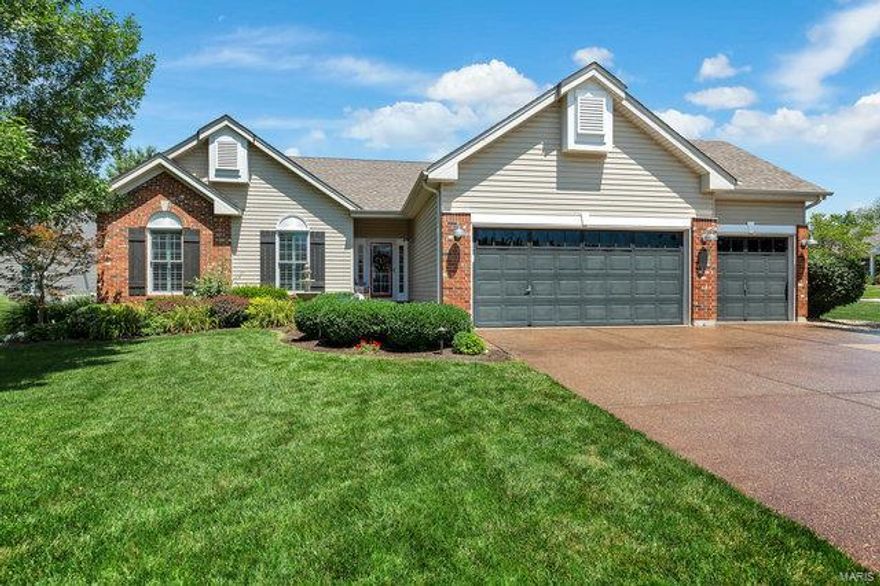 Don't miss this opportunity to own this Former Display home that still shows like a display!  This beautiful home sits on a large fenced in corner lot in a cul-de-sac.   Step into this stunning home with beautiful laminate floor thought out, newer carpet in the bedrooms, and newer paint. The spacious great room has vaulted ceilings, wood burning fireplace with custom built pediments.  You will love the upgraded kitchen with granite countertops, tile backsplash, 42 inch cabinets, ceramic tile, bay window and plantation shutters.  The separate dining room offers plenty of room for family get togethers.  The main floor master suite offers a double door entry, bay window, coffered ceiling and a luxury master bath.  The large basement comes complete with a half bath and rec area.  You love the extensive patio space for evening entertaining that overlooks the large level back yard.  The over sized garage has been completely insulated and epoxy flooring!  Hurry, this gem wont last long.