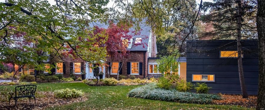 NEW PRICE! Sophisticated style with a blend of traditional & contemporary on highly desirable Lay Rd. Tastefully renovated & expanded with a master bedroom suite by the current owners. Beautiful 1.7 acre lot with POOL & TENNIS COURT are just a few of the many special features. Spacious entry. Elegant living & dining rm.  Arched entries, classic millwork. Den/sunroom with walls of windows & fireplace. Upscale chefs kitchen, breakfast bar, planning desk, hearth room w/fireplace, built in bookshelves. Spacious mudroom area. Zoned systems. The master suite is a dream, with wall of windows looking out to the yard, custom dressing room and luxurious master bath with soaking tub,walk-in floor to ceiling frosted glass shower.  2nd level with 4 bedrooms, 3 baths & 2 extra cedar closets. Addition Has ZINC siding. Laundry room on each level. Lower level w/family room (theater) gas fireplace.  Professionally landscaped,  Ladue Schools.. Close to Clayton, highways, parks & airport. Additional Rooms: Mud Room