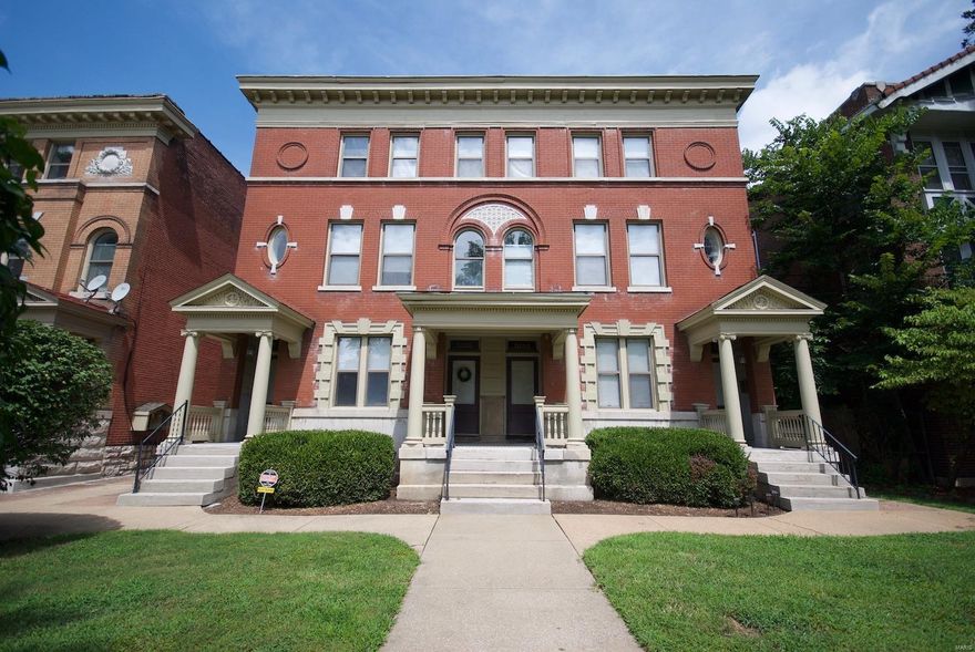 Rarely available 8 unit gem of a building in Debaliviere.  7 of the 8 units are rented so there is immediate income at closing.  Current leases have tenants paying ALL utilities (including be billed back for water, sewer & trash) so expenses are minimal.  Property is perfect for a condo conversion, income appreciation with judicious updates when unit become vacant, or just rented out as-is with the over abundance of qualified renters that want to be in this super desirable location.   The location of being three buildings east of New City School gives the piece of mind that the immediate area will continue to appreciate in value, safety, and image.