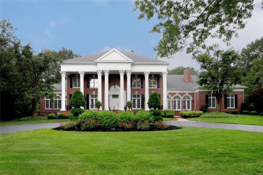 Located on private 1+ acre lot in gated community of Litzsinger Place, this 5 Bedroom 8 Bath home offers 7,700+ sqft of living space in the Ladue school district. Extensive millwork, arches, crown molding & wainscoting are abundant throughout. Main floor Master Suite has gorgeous chandelier, Palladian windows & tray ceilings. 2-story MasterBath features 66” soaking tub, marble step in shower, skylights and separate water closets, vanities, & walk-in closets. The gourmet Kitchen opens to Hearth Room and Breakfast Area and leads to the window clad Florida Room that boasts its own Kitchen with glazed wood paneling and full bath for pool access. Upper level has 3 EnSuite Bedrooms and open Study/Sitting Area with custom built-ins. Fully finished Lower Level includes GuestSuite, FamilyRoom, wet bar, Game/Exercise Room, temp controlled WineRoom, and cedar closet with walk out. Pooltron pool & spa, pickle ball courts along with additional 4+car Garage/Rec Area complete backyard entertainment. Additional Rooms: Sun Room, Wine Cellar