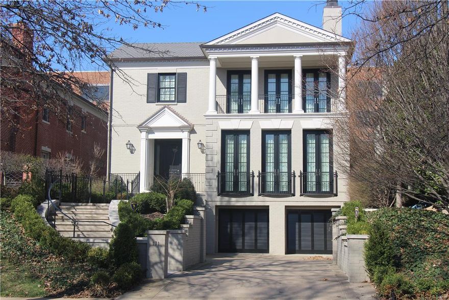QUALITY AND LOCATION at its best. St.Louis Magazine Fall 2015-"One of the 10 most beautiful homes in St. Louis". Welcome home to this exquisite "Neo-Classical Design" 2-stry built for the discriminating buyer in the heart of Old Town Clayton. Lush landscaping surrounding home to ensure privacy and serenity w/built-in sprinkler/alarm sys. Inviting 2 stry soaring entry foyer, open flr plan with magnificent LR, gas fpl and French doors. Beautiful wood floors, special mill work and heightened ceilings throughout. Spacious DR w/full bar for the utmost sophisticated entertaining. Study w/gas fpl and customized cabinetry, marble countertops, fpl and private brkfst room w/surrounding windows providing natural light,w/private patio. A "chefs" dream come true with "top of the line appliances". Accessible elevator for all 3 flrs, LL full laundry rm, 2nd flr laundry rm, wine cellar, 3 large bdrms w full bath Amenities galore! Superb Design!
