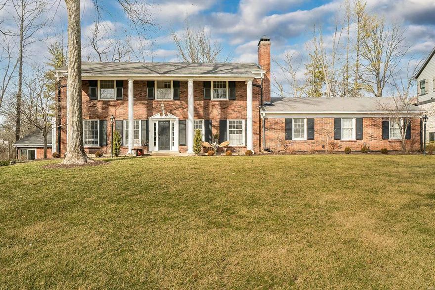 SUN open house cancelled. With over 3,700 sf, this 5 bed, 3.5 bath home sits on 1.048-acre lot on a tree-lined private Ladue lane. Modernized with NEW hardwoods on main/upper levels, custom slate flooring in entry, can lights, fans and updated secondary bathroom. Feature walls added to dining room and primary bedroom. Living room overlooks wooded side yard and opens to the large dining room and private study with built-ins. Kitchen features gas cooktop, double ovens, & sunny breakfast room that overlooks covered/outdoor patio and backyard. Family room features wood burning fireplace. Spacious main floor laundry. Show-stopping 60x30 pool house with 18x40 indoor swimming pool! Spacious primary bedroom suite w/16x9 walk-in closet. Four secondary bedrooms + two additional bathrooms round out 2nd fl. Lower level offers a wonderful opportunity to finish to your liking. Space for a large rec room, dressing rooms & plumbed for a full bath. Don’t miss this opportunity to call #2 Clerbrook home!