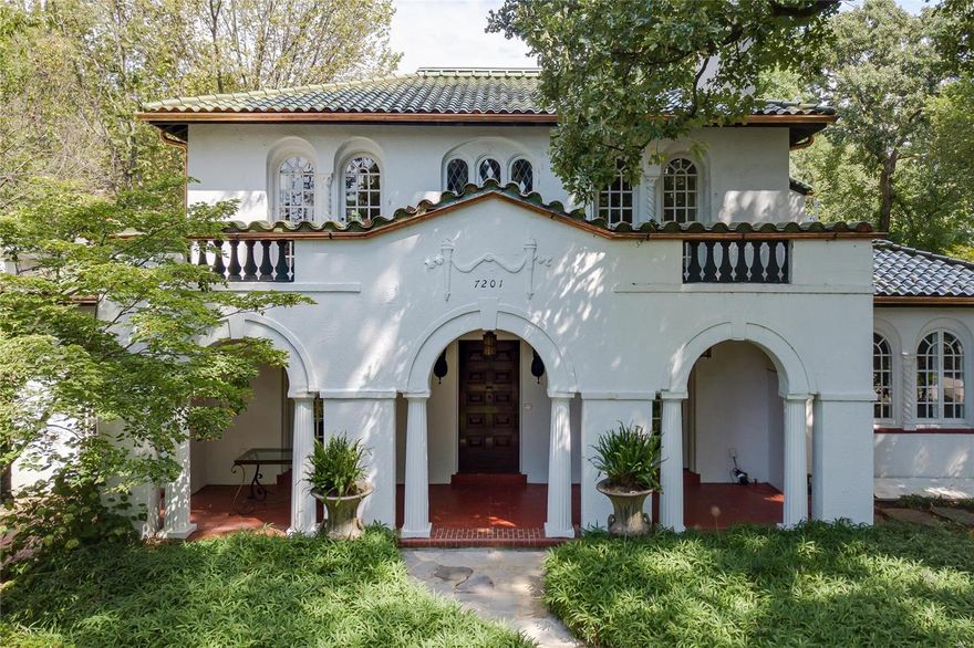 Selected as one of St. Louis Magazine’s 10 Most Beautiful Homes. This iconic Spanish Revival house has been extensively updated while retaining its gracious architecture. The front of the house has loggia that is ideal for entertaining or relaxing looking out onto the expansive front yard. The living room has 2 sets of French doors, fireplace & an adjoining sunroom. The dining room features a built-in custom wood cabinet and wine fridge. The kitchen has granite counters, Wolf 8-burner gas stove, Sub Zero refrigerator & adjoining cubby room. The 1st floor has a bedroom that could be a den or study & a full bath. The master bedroom is glamorous with French doors that lead to 2 upper decks, built-in cabinets & 2 walk-in closets. The master bath features tub, separate shower & dual vanities. Finished lower level with recreation room, full bath & plenty of storage. Newer saltwater pool with expansive decking & pergola. 2-car garage plus a 2-car carport that can be used as an outdoor lounge. Additional Rooms: Mud Room