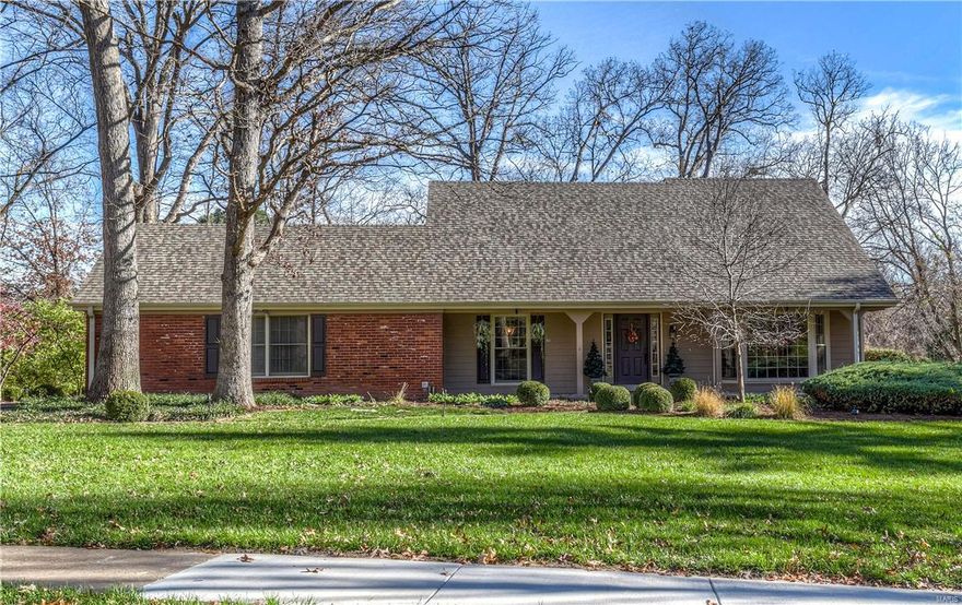 Gorgeous 1.5 story home on over an acre lot in the sought after Mason Valley subdivision & nationally ranked Parkway West school district.  This 4 bed/4 bath home has been updated throughout with a gourmet chef's kitchen featuring handmade tile backsplash, granite countertops, center island, & wet bar opening to the vaulted family room; main floor master suite; fantastic bathrooms; walkout finished lower level with a large rec room, kitchenette with granite & full size refrigerator, full bath, & office/exercise room; the exterior has been professionally landscaped & maintained featuring a sprinkler system & landscape lighting; All within walking distance to Queeny Park, a 569 acres retreat with walking & equestrian trails & a new dog park coming in the spring.  This is a must see!