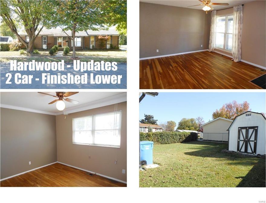 Hurry to see this light, bright & UPDATED home that’s LOADED with features that you’ve been DREAMING of! GORGEOUS RECENTLY EXPOSED HARDWOOD floor in living room, hall and all 3 bedrooms! Fresh sand toned wall paint, crisp white trim/doors/crown and white blinds throughout! Ceramic entry foyer!  Wonderful eat in kitchen with extra cabinets & miles of counter space! Neutral counters, gas stove, built in micro, dishwasher & compactor. Easy care laminate in kitchen! Step in JETTED TUB in main level bath accessed from hall or master! Partially finished lower level to expand your living space with Rec room, craft room & full bath with shower! Lighted fans in all bedrooms plus living room! Low maintenance exterior – PREDOMINANTLY BRICK with vinyl siding, newer windows! Have a big BBQ on your HUGE covered patio with access from 3car wide driveway! Romp in fenced yard! Oversized 2 car side entry garage! Spic & span! Cute, cute, cute!