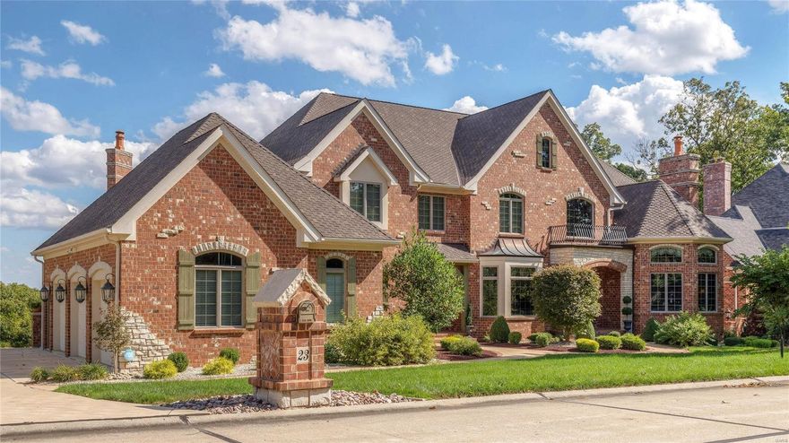 Exquisite 1.5 sty Schaeffer Estate home on a spectacular lot on the bluffs of the Missouri River! Impressive 2-sty marble foyer with dramatic curved staircase opens to handsome library with 14’ box beam ceiling & fireplace with handcrafted oak mantle, elegant dining room & stunning great room with marble fireplace, wet bar & wall of windows with unsurpassed views.Exceptionally large kitchen with granite countertops, glazed cabinetry & state-of-the-art appliances adjoins breakfast room with dimensional ceiling, bay window & atrium door to screened porch & vaulted hearth room highlighted by floor-to-ceiling stone fireplace. Sumptuous master bedroom suite features wide bay window & lavish bath with shower spa & Jacuzzi. Front & rear staircases access 3 generous-sized bedroom suites & loft sitting area. Walk-out Lower Level with huge recreation room with wet bar, media room, office,2 additional bedrooms & 1½ baths.Impeccably landscaped 1+ ac grounds include deck, patio & 3-car garage.