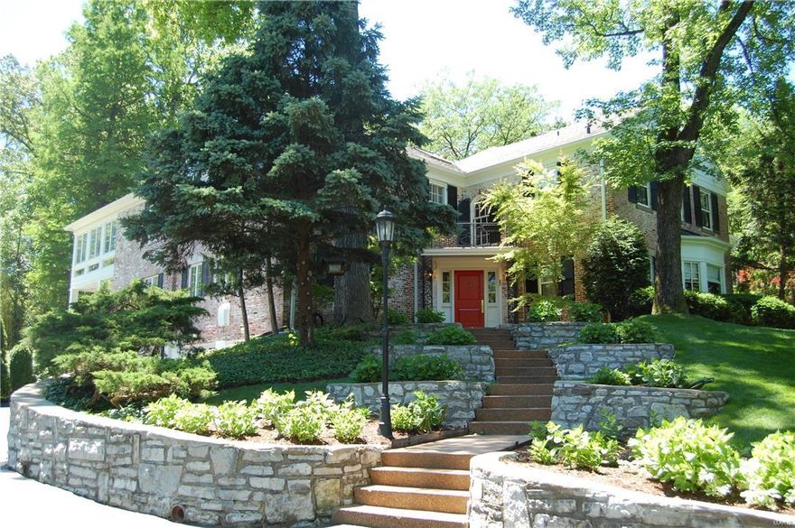 One of the largest lots in Ladue's executive Briarcliff subdivision, with 1.5 acres; including a park-like 1/2 acre play yard. Expansive room sizes of this classic Ladue homee exceed expectations, more like those found at the nearby Saint Louis Country Club. (Please Click MovieReel Icon or VirtualTour). European inspiration fills the detailing of this exceptional luxury home; brick patios, outdoor lighting & lavish resort-setting. Key notes include a secluded saltwater pool & waterfall. $2,400,000 invested in this 5BD/6BA home, totaling 7,100SF. A modern and functional lifestyle w/a balance of formal and informal living areas. Main Level features an impressive gourmet eat-in kitchen, Library/den and glassed gallery. The Master is a separate and full wing on the 2nd level, w/separate His&Hers baths, closets, dressing rooms, sitting room w/FP and a private hangout w/pool views. 4 other BR's (2, suites). All-brick, custom lighted courtyard. Extensive improvements.
