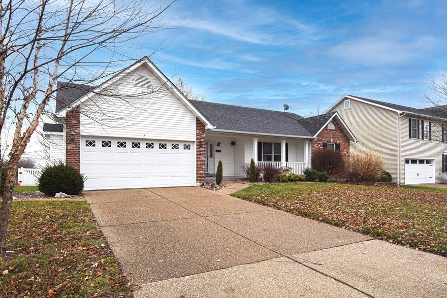 Welcome to this O'Fallon ranch, in the sought-after Villages of Dardenne Prairie. Upon entry, you're greeted with an open floor plan and living space with a cozy fireplace and tons of natural light. Unobstructed sight lines, create an ideal setting for both entertaining and everyday living connecting the living room, eat-in dining area, and kitchen with attached 2-car garage. Granite countertops and convenient breakfast bar, make meal time a breeze. Down the hall, the main floor primary features a spacious walk-in closet, and ensuite BA with separate tub/shower. Additional 2 BR's allow for versatility for guests, home office, or growing family. Private, composite deck and level backyard perfect for BBQ's/Playset. Finished LL with additional sleeping area, full BA, rec space, or in-laws quarters with partial kitchen, and tons of storage. Conveniently located near shops, schools, and restaurants, makes this an easy choice for professionals and families alike. Carpeting credit 3K offered.