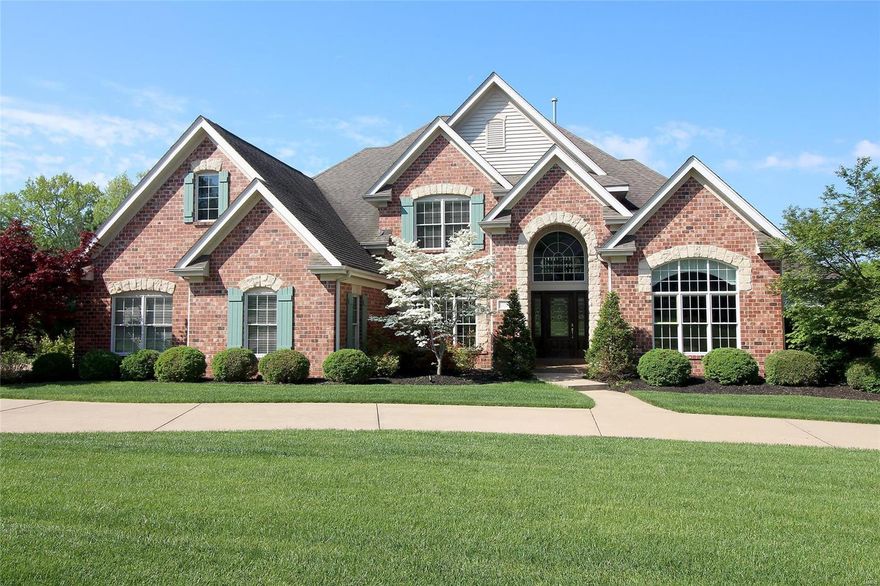Custom Langeneckert home displays spectacular artistry/craftsmanship in this 1 1/2 Story Sunset Hills home in beautiful Anton Place! Over 5600 sq ft of Living Space & Gorgeous 1 acre lot!Stunning 2 Sty foyer offers an open staircase, hardwood flr & leaded glass frt door.Den boasts 11 ft ceiling w/cr. molding & custom blt-in bookcases. Entertain in your fabulous 2 Sty Great Rm w/its wall of windows, custom blt-ins around the gas fireplace & wetbar w/granite countertops. Gourmet Kitchen boasts Callier&Thompson custom cabinetry, DACOR appliances, Butler's Pantry, lg island & adjoins the beautiful Breakfast Rm w/its bay/transom window & vaulted Hearth Rm w/gorgeous stone gas fireplace flanked by custom cabinets. Mn flr Master Bedrm offers coffered ceiling,2 w-in closets&fabulous luxury bathrm w/2 vanities, w-in shower&jet tub. Upstrs boasts a lg balcony area, 2 Bedrms & F. Bath. Deep pour, walkout Lwr Lvl offers Family & Rec Rms, Bedrm, F. Bath, wetbar & 3rd fireplace. Lindbergh Schools! Additional Rooms: Mud Room