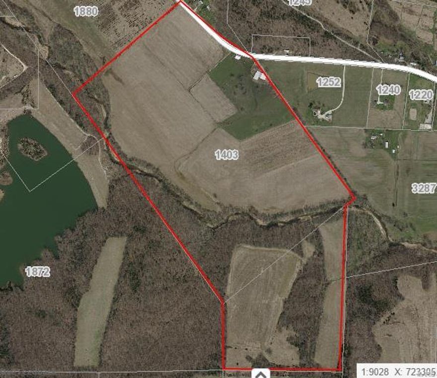 Beautiful historic farm with Highway F road frontage near Augusta.  Property suitable for horses, cattle, with cropland, pasture, and woods.  Femme Osage creek running through property.  Rolling and hilly agricultural land. 157AC