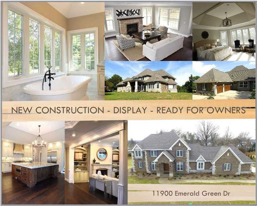 READY TO MOVE-IN. Quality built NEW CONSTRUCTION - DISPLAY in Creve Coeur, on beautiful 1 Acre lot.
Please visit Attached Supplements & Virtual Tour to see Floor Plan, List of Features & to *TAKE a 3D TOUR* through this Spacious 1.5 story, featuring open floor plan with over 4,600 sqft of luxury space, and many of the custom upgrades & millwork thru-out. Gorgeous Lot. Beautiful Landscaping. Brick & Stone masonry front & side elevations. Covered Patio Terrace on the back, with outdoor fireplace & ceiling fans, overlooking private backyard, which will graciously accommodate a future swimming pool. Amazing location next to medical centers, shopping, highways, restaurants, and so much more!! Builder Warranty included. 7K allowance to customize walk-in closets to your taste. One of the owners is a licensed agent in a state of MO. Additional Rooms: Mud Room