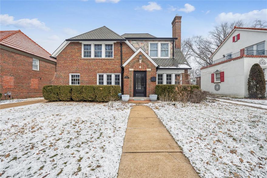 Step into this enchanting English cottage on a serene street in the heart of University City. This home offers an addition w a floor plan adding over 900 sq. ft. of beautifully integrated living space. The kitchen features granite countertops, glazed cabinetry, and stainless steel appliances. On the 1st floor, you'll find a formal liv. room w a fireplace, a formal dining room, a family room, and a sunny breakfast room w french doors leads to fenced yard and patio. Additionally, the 1st floor incl. a main floor laundry room and spacious powder bath. The 2nd floor offers a huge primary suite incl. a sitting room, his-and-her walk-in closets, updated bath w an oversized shower, jetted tub, two pedestal sinks, a hall bath and 3 more bedrooms. Other features of this charming home incl. newer windows, newly refinished wood floor in sunroom and new carpet in family room. New sewer lateral under the entire home! Passed u city inspection! Near downtown Clayton, walk to restaurants and parks!