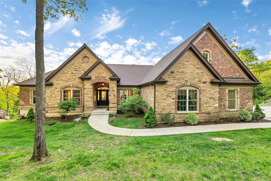 Amazing views of this 7.9 acres takes your breath away! This 1.5 story custom built 5 bd, 5 ba home was designed with VIEWS in mind. This home has all the upgrades including coffered ceilings, crown, bay windows, wood floors, floor to ceiling stone fireplaces and wall of windows. The kitchen has a stone surround stove, granite counters, SS appliances, pantry and center island. Attached is the breakfast rm as well as the hearth rm with a full masonry see through fireplace into the living room. The owners suite also has a gas wall fireplace which is also seen in the owners bath. The 2nd bed next to the owners suite has been converted into a luxury closet for her. The 2nd floor features a loft, bedroom and add't bath. The LL is ready for entertaining including a bar, rec rm, great rm, office, workout rm, 5th bed, full bath. All of this walks out to a beautiful covered patio overlooking an infinity pool w/ swim up bar and outdoor kitchen. ALSO- Pull thru 24x40 heated shed w/ 1/2 bath.