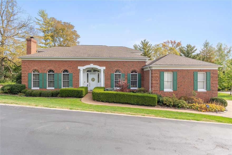 Rare find! Elegant, Ladue-adjacent residence tucked away in the charming, exclusive, and highly sought after enclave of Bramley Lane offers villa-like ease of living with a sense of community. Imagine entering your new home via a grand, marble-tiled foyer with 20+ foot ceilings, and enjoying a carefree lifestyle on a main level that boasts a richly-appointed dining room with exquisite crystal chandelier, club-like office/den with custom cherry paneling, light-filled family room with wet bar, casual and welcoming kitchen, and spacious main floor primary suite with huge bathroom. Up the foyer's grand staircase are 2 bedrooms and 2 baths, while a walk-out lower level offers another ensuite bedroom, finished spaces for play or entertaining, and loads of storage. This wonderful property also features a 3 car garage, large Ipe wood deck, mature landscaping, and new heat, AC, and hot water heater (2023). This one won't last!