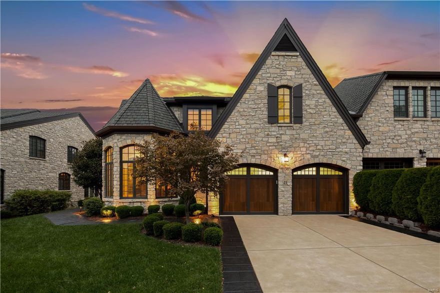 Rare opportunity in the villa community of Conway on the Grove, a handsome treasure-trove of 13 stone chateaus with a refined French vibe.  Fabulous proximity to highways and StL's finest medical facilities, this 4 bedroom villa is built like a fortress and designed for those commanding a simple lifestyle.  A memorable kitchen equipped with only the best in culinary accouterments, open to great room and impressive outdoor veranda surrounded by mature evergreens for year round privacy.  Main floor master, laundry, dining room on main plus 2 additional guest suites and loft on upper level. 1,400 sqft in lower level with bedroom/fitness area & full bath with steam shower.  Family room with home theater and surround sound, open to full bar equipped with subzero wine cooler, refrigerator drawers, dishwasher, ice maker and granite countertops.  Lives and feels like a home while uncompromising the simplicity of villa style living - a special offering indeed! Location: Suburban