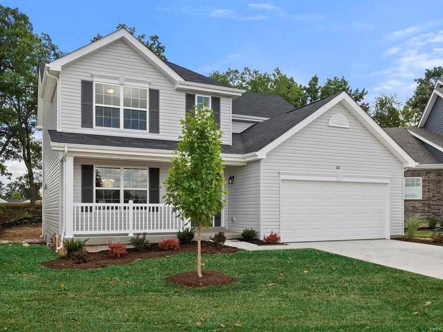 Royal II two story 4BR 2.5BA home move in READY NOW! Open floorplan offers expansive kitchen, center island w/breakfast bar, white 42in wall cabinets, and stainless steel GE appliances. Spacious family room and breakfast room opens to future deck area. Wood laminate flooring throughout main floor! Formal dining room, powder room and laundry on main level. Master suite with walk-in closet and private luxury bath with double bowl vanity, tub with window, enclosed toilet and walk in shower, plus 3 additional bedrooms and hall bathroom. Upgraded lighting, plumbing fixtures, and flooring throughout! The lower level includes ¾ bath rough-in for future finish. Valley at Winding Bluffs includes 47 acres of common ground, rolling hills, and lush trees. McBride Homes’ 10 year builders warranty! Similar photos shown
*7,500 closing costs credit available to purchaser(s) who comply with promotion requirements, subject to McBride’s terms and conditions. Contact for builder promotion details