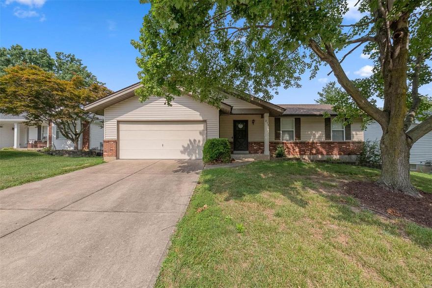 Darling ranch home located on a quiet street. BRAND NEW: ROOF, SIDING, SOFFIT/FASCIA, & GUTTERS*! Sip your coffee on the covered front porch. The vaulted great rm has a beautiful brick gas fireplace w/ mantle. The kitchen offers newer stainless appl (smooth top range, refrigerator & dishwasher), dining area, ample cabinets, lots of counter space & a pantry. The primary suite has a private bath, walk-in closet & a built in wall closet. The main floor also includes 2 other bedrooms & a hall bath. The partially finished lower level features a full bath, lots of storage space, a laundry area & is ready for your finishing touches. Enjoy family gatherings under the mature shade trees in the fenced back yard. The oversized patio is perfect for summer BBQs & entertaining. 2 car garage with opener & an insulated overhead door. Ref., washer & dryer to stay for the new Buyers. Easy access to the hwy, shopping & dining. *New gutters, soffit/fascia & downspouts to be installed prior to close.