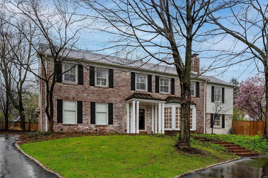 Renovated white-washed gem in the heart of Ladue in sought after Willow Hill complete with swimming pool and Home Protection Plan. Updates include a new roof, new driveway, landscaping, garage door, renovated deck, shutters, fencing, interior and some exterior painting, landscaping, garage door, and shutters. Notice the refinished wood floors, new carpet, new skylight, recessed lights, and switches. Unique floor plan with huge primary suite (30 x 27), w/walk-in closet plus (16 x 9) sitting room with FPL. Luxury bath w/ walk-in shower & skylight. Gourmet granite kitchen with Thermador gas cooktop, Gaggenau double oven and SubZero refrigerator.  There are 3 BD suites on the upper level and the second one also has a sitting room with built-in bookcases and a closet. Still other amenities include wood floors,4 FPLS, swimming pool and private back yard, and (16 x 15) sun/screened porch. The lower level has a Rec room and new steps. Walk to school and close to hwys and Clayton. Welcome home.