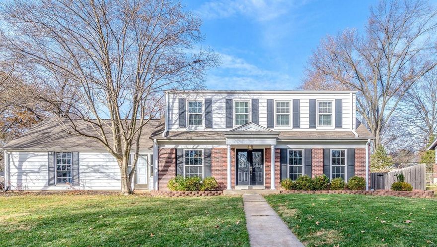 Wonderfully updated two story in beautiful Bellerive Estates.  Updated kitchen with granite counter tops, stainless steel appliances, 42" cabinets and ceramic floors. From kitchen step into enclosed breezeway to two-car, side entry garage.  Completing the first floor is an updated powder room and  living room, dining room, and family room all with beautiful wood floors.  Upstairs is the master suite with two additional very roomy bedrooms-all with wood floors. Both upstairs baths are also updated.   Finished lower level with rec room and office/den.  So many updates including kitchen, baths, windows, doors, HVAC and fresh paint.   Sit out on the large patio and enjoy the privacy of your beautiful, level, fenced yard This home sits on almost 1/3 acre.   It is truly a wonderful home!! Additional Rooms: Mud Room