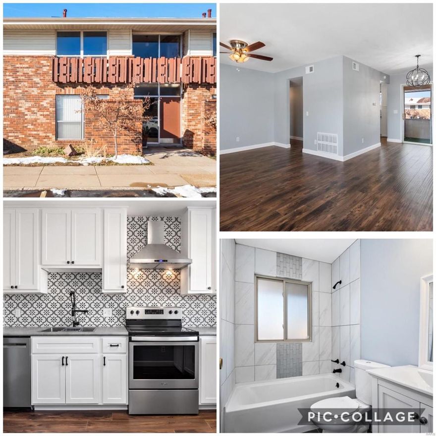 Completely renovated upper level condo features laminate flooring throughout main living areas.  Separate dining area has updated lighting and a sliding glass door that leads to a private balcony.  Kitchen has new white cabinets, new countertops, stainless steel appliances, ceramic tile backsplash and plenty of storage and countertop space for food prep and entertaining.  Bathroom has ceramic tile flooring, tile tub/shower combo, and new vanity.  The two bedrooms have new carpeting and there is fresh paint and new trim throughout.  Convenient on-site laundry facilities located in the basement as well as additional storage space with a secure locker. Location: Upper Level