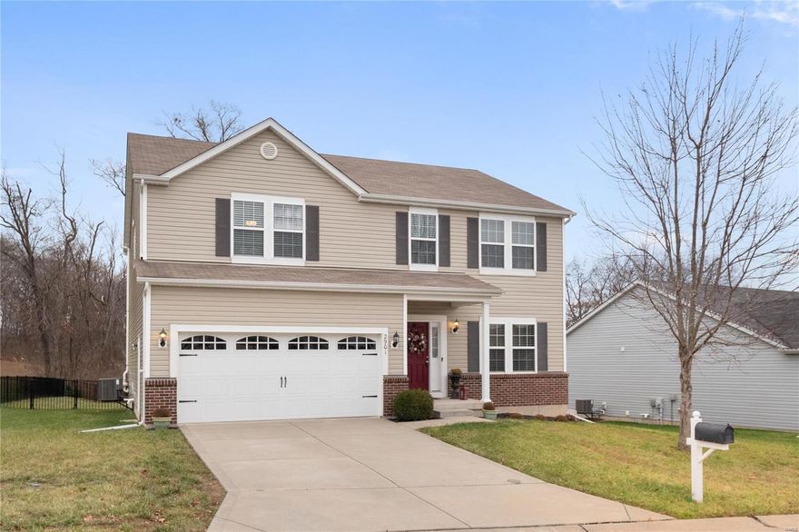 This 4-bed, 4-bath dream home boasts wood floors, ample natural light, and community perks like a pool, clubhouse, and playground. The inviting foyer leads to a well-sized office and a dining room with wainscoting. The spacious living area connects to an eat-in kitchen with a center island and a walk-in pantry, ideal for entertaining. The newer composite deck overlooks common ground. Upstairs, find 4 bedrooms, a large loft, and a master bedroom with an ensuite featuring a double vanity and a huge walk-in closet. The fully finished lower level adds charm with wood floors and archways. Conveniently close to highways, restaurants, shops, and Wentzville Schools. Additional Rooms: Mud Room