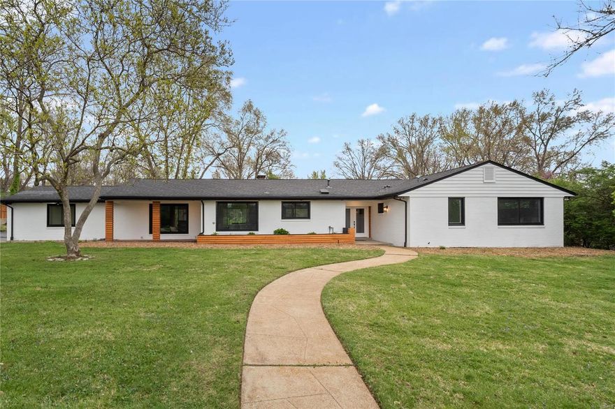 PRICE REDUCTION-Motivated seller. Incredible opportunity!! Totally renovated 3 bedroom plus, 3 bath ranch home nestled in the heart of Ladue on a large, sprawling lot. Reimagined for modern day living with light filled open concept space and updated finishes throughout. Gorgeous hardwood, new windows and doors, can lighting, three fireplaces and stunning kitchen with shaker cabinetry, quartz counters, stainless steel appliances. Both upstairs bathrooms are nicely outfitted including the master en suite with walk in closet. Main level laundry for ultimate convenience. Partially finished lower level with huge recreation room, bonus room with walk in closet, full bath and tons of storage. Two car side entry garage. All this plus walk to Reed Elementary. A fully renovated ranch in a country like setting that’s only minutes away from everywhere you want to be.