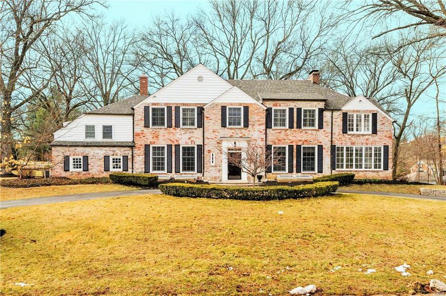 Classic, updated & upgraded 4bd, 4.5ba 2.5 story brick charmer in Ladue's prestigious Briarcliff subdivision. Exquisite whole house makeover is stylish, classic, & professionally completed in appropriate designer appointed trends. Grand entry, formal dining, spacious living, 3 fireplaces, in-laws suite, updated kitchen/ basement/ baths, fin LL, sunlit Family Rm/office; Kitchen w/ custom cabinets, new granite/ tile/ stainless appliances; Incredible yard & paver patio open to home via numerous french doors. Master Suite impresses with sitting room & nicely appointed bath featuring dual vanities+ makeup vanity & dual closets. Finished LL has Rec Rm, built-in bookcases, 3rd fireplace, full bath, & storage. Exterior patio, custom lighting, landscaped grounds, copper gutters, circle drive+ rear entry garage, & great appeal. New carpet, gleaming wood, period appropriate designer finishes; truly turn key with both desired & needed updates completed yet remaining architecturally spectacular.