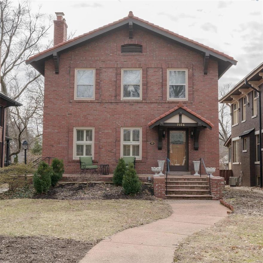 Nestled in the wide, tree lined streets in a sought after University City neighborhood.   Waive hello to your neighbors as you enjoy the summer  evenings front the inviting front porch.  Gather around the gas burning fireplace in the spacious living room that opens to the large formal dining room that is currently used as the family’s TV room.  The eat-in kitchen with center island is designed for efficiency and family/friends gatherings.  Easy access to the backyard for backyard BBQ’s with plenty of space to throw the ball.  The 2nd floor includes an over-sized master bedroom, hall bath with period tile, 2 secondary bedrooms – one with an attached private ½ bath & attached sun room that is perfect as a 4th bedroom, office or playroom.  Hardwood floors throughout. The lower level could easily be finished and already has an installed full bath.  Easy walk/ride to the metro, the Loop, downtown Clayton, Wash U campus and more!  Convenient to best areas best amenities.