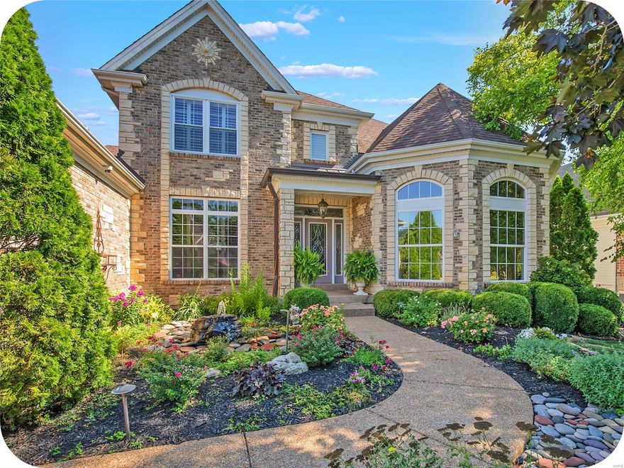 1.5-story home nestled in the Bellerosa Estates neighborhood boasting over 6400 sq ft! Elegant dining room welcomes you in, featuring wainscoting & ornate ceiling. 2-story Great Room w/fireplace, stunning woodwork & wall of windows overlooks backyard oasis-pristinely landscaped w/heated pool. Kitchen has custom cabinetry, granite counters, SS appliances & butler's pantry. Hearth room off kitchen is a perfect spot to curl up by the fire. 3-car garage opens to laundry w/powder room around the corner. Stately study has coffered ceilings, fireplace & plenty of privacy. Spacious owner's suite rounds out the 1st floor, including closet by STL Closet Co & updated bathroom. Upstairs boasts 3 large bedrooms, each w/ensuite full baths & walk-in closets. Finished basement w/multiple living spaces, full kitchen & bath w/slate tile shower.Finished w/Owens Corning-soundproofing/waterproofing/fire retardant. Walkout opens to covered patio w/bar, ideal for families & entertaining.