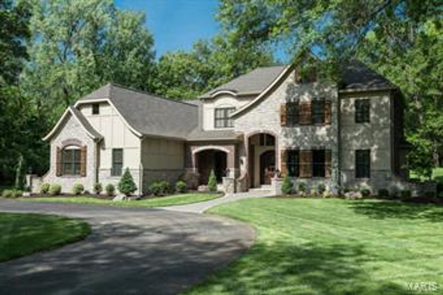 CLICK THE VIRTUAL TOUR ICON TO VIEW A STUNNING 3D TOUR OF PROPERTY!  Just completed NEW CONSTRUCTION. Own an EXCEPTIONAL custom built home in the heart of Frontenac. Elegant curb appeal with brick & stone elevation, circle drive. Over 7200 square feet of finished space in this 1.5 story open floor plan boasting exquisitely appointed features and creative craftsmanship throughout.  First floor includes luxury master suite, den/library, dining room, hearth & and state-of-the-art kitchen w/limestone floors, custom cabinets, Thermador appliances, 48”gas range.  Upstairs has 3 large bedrooms, 2 baths and 21 x 17 bonus room.  Professionally finished lookout LL is amazing, with massive custom bar, family room, billiard room, wine room, sleeping room and 1.5 baths.  4-car side entry garage, acre level lot with mature trees & paver patio is great for pool!  3 zoned HVAC, extensive crown & base molding, vaulted and trey ceilings, natural stone fireplace, etc.  SUPERIOR LOCATION, LADUE SCHOOLS. COOL: 14 SEER+