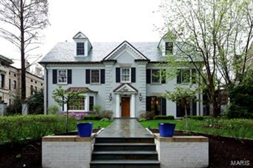 Beautiful Georgian colonial in prestigious, historic neighborhood, has been extensively updated. Main floor offers open floor plan w/ living room w/ bay window, family room w/ wood burning fireplace, sitting room/den, wet bar, solarium w/ atrium ceiling & access to yard. Dining room sits off kitchen & has French doors. Master bedroom includes vaulted ceiling, fireplace, & large custom walk-in closet, master bath with steam shower & Jacuzzi tub, his/her vanities. Two additional bedrooms connected by jack & jill bathroom. 4th bedroom, w/ en suite bath, currently being used as a nursery & includes washer/dryer w/ cabinetry above. Kitchen features granite counter tops, custom wood cabinetry, wine cooler built-in to center island, which has a sink w/ disposal. Partially finished LL has built-in tech line office, large family room, walk-in wine cellar, storage, laundry hook-ups & access to yard. Yard features newer saltwater pool, playground & outdoor built-in stone fireplace, gas grill. Additional Rooms: Sun Room