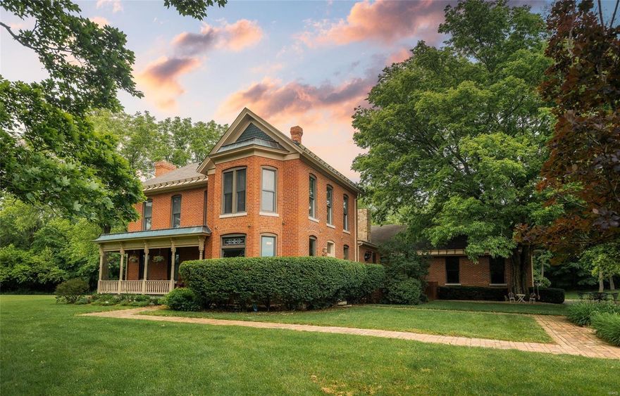 Come take a look at this 5000 sq ft. Victorian Style brick home. The home was built in the 1860's and has so much history. The home sits on 57 manicured acres consisting of fertile pasture, timberland, and even fenced and cross fenced areas for livestock or horses. The home was tastefully redone but they kept the historical aspects of the home intact. There is a mudroom, master bath with a steam shower, a family room and a basement with walkout. All kitchens and bathrooms have travertine marble, granite wood cabinets. There are some nice outside areas for entertainment including a courtyard and a screened in porch. Other amenities of the property include a horse barn, fishing ponds with picnic areas and atv trails, all of this located within 1 hour of St. Louis, Missouri.